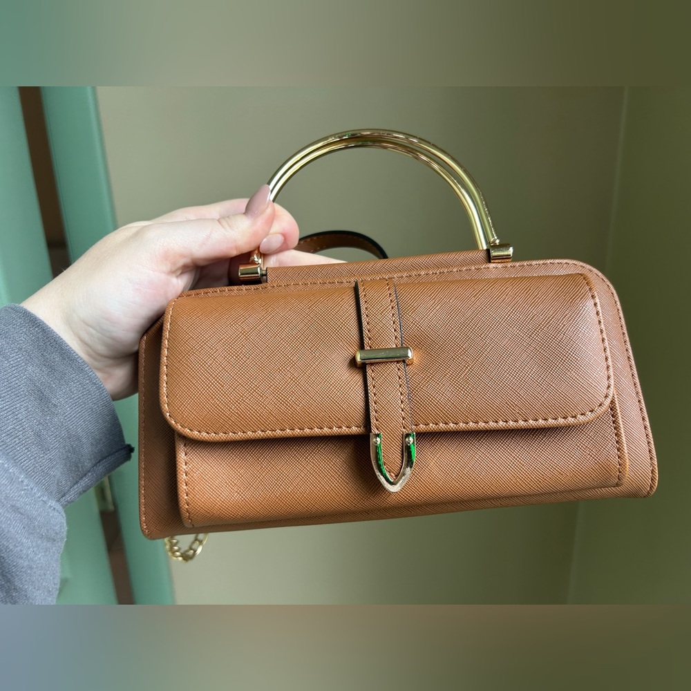 Tan Structured Top-Handle Women's Satchel